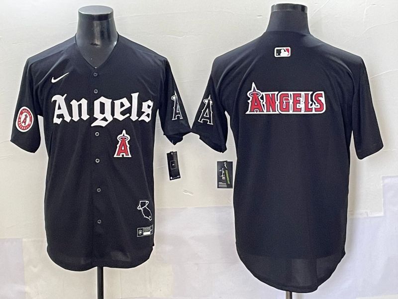 Men 2025 Los Angeles Angels Blank Black Five generations Joint Name Nike MLB Jersey style 16